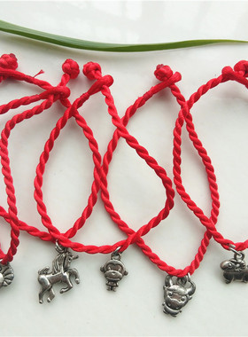 牛年红绳手链串银饰貔貅平安锁