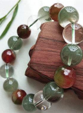 天然绿幽灵刻面孔雀玛瑙多宝手链