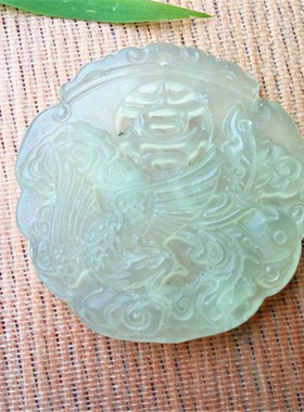 天然玉石结婚喜庆风龙凤挂件吊坠