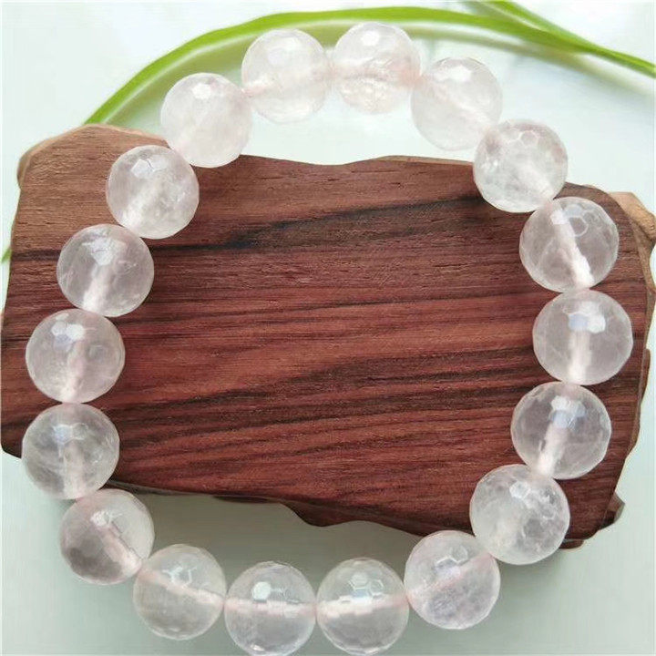 热卖天然粉晶刻面手链128切冰种水晶芙蓉石手串美容桃花爱情石812