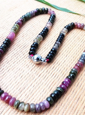 巴西天然碧玺盘珠项链