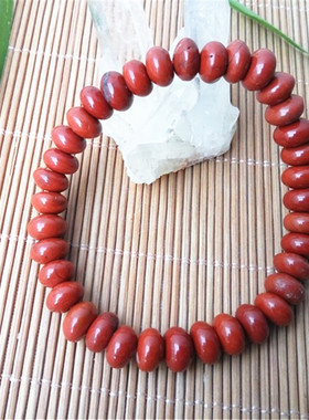 天然红竹石算盘珠手链影子石