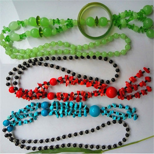 热卖天然绿玉髓毛衣项链平安扣蓝松石岁岁平安碎石送母亲老丈母娘