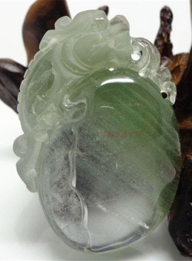 千层绿幽灵水晶貔貅吊坠
