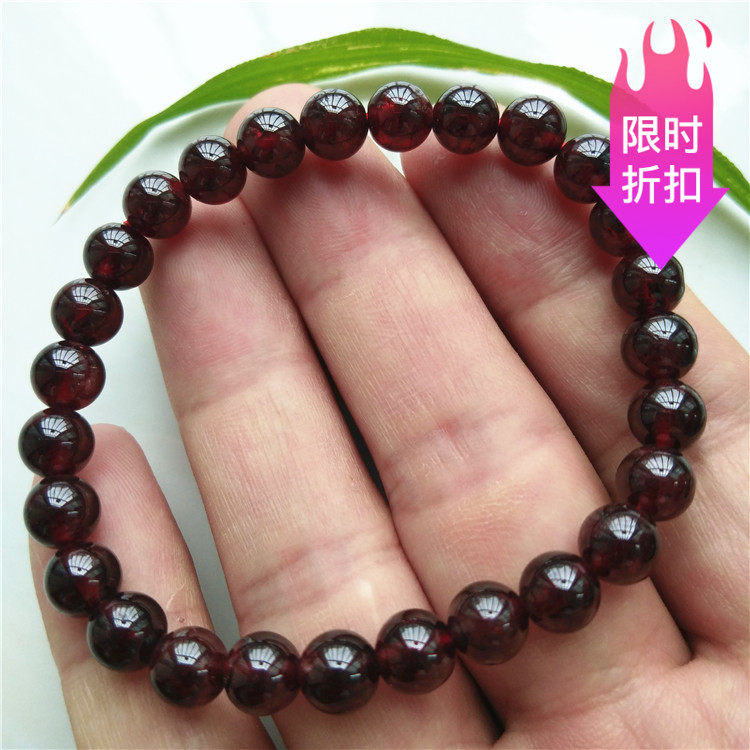 天然酒红石榴石手链美容红宝石女款手串送老婆女性朋友节日礼物7M