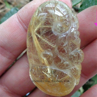 珍藏天然金发晶蝙蝠如意钱串吊坠黄钛晶福禄寿发丝水晶平安挂坠男