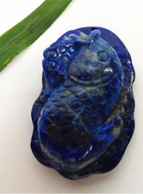 天然男女款青金石鲤鱼吊坠挂件