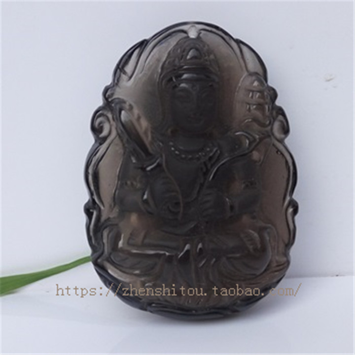 茶水晶虚空藏吊坠天然原石雕刻