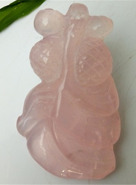 金玉满堂粉水晶金鱼吊坠芙蓉石