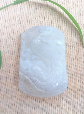 凤凰飞鸟天然百鸟朝凤白玛瑙吊坠