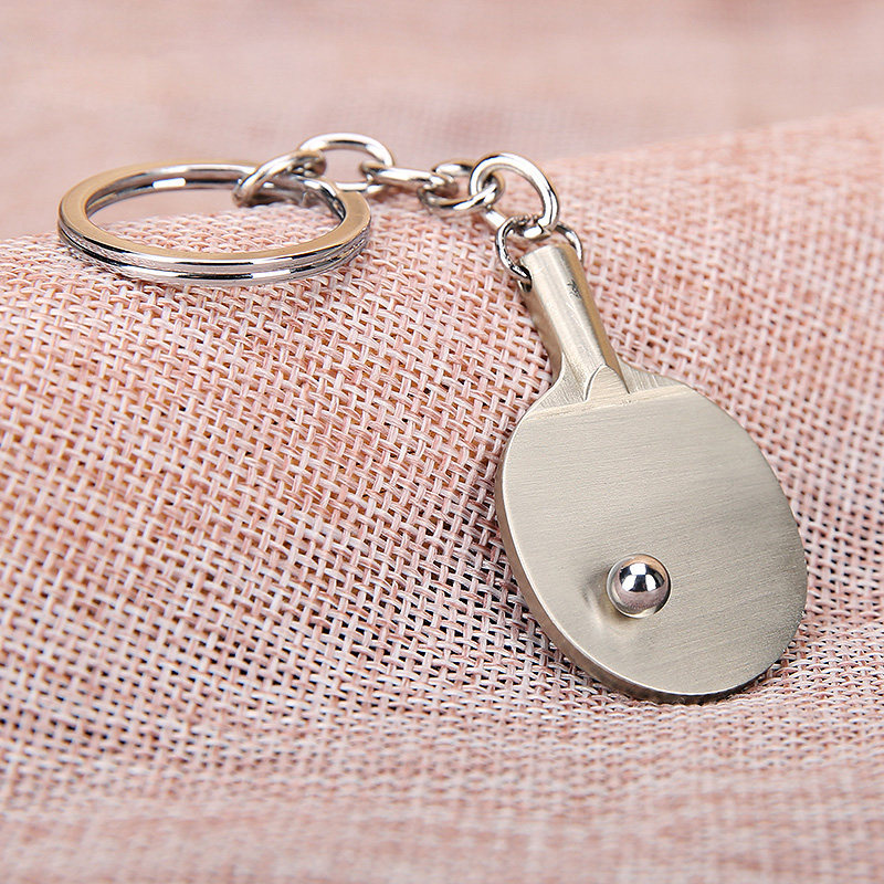 凯斯汀亲选白铜钥匙扣立体乒乓球拍挂坠精致手工打磨乒乓球礼品