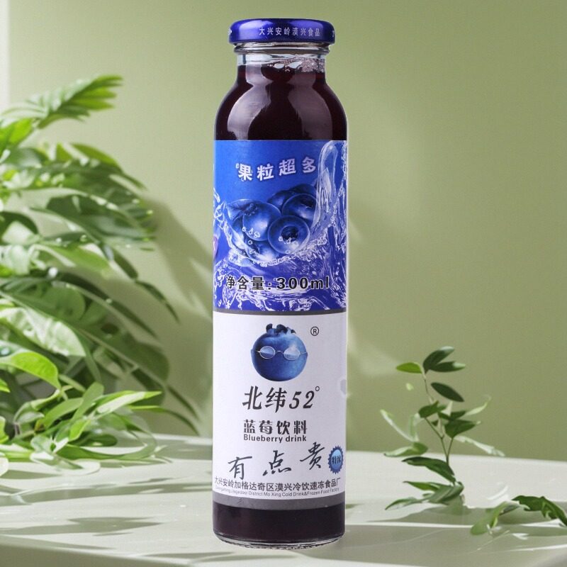 大兴安岭特产玻璃瓶蓝莓汁饮料果肉果粒果蔬汁10瓶