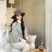 DUCHUNZI 私服亮片镂空感针织毛衣老钱风秋冬 慵懒氛围镂空针织