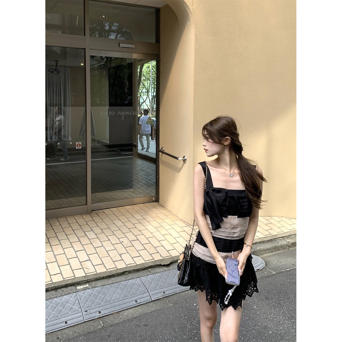 DUCHUNZI中古蝴蝶结千层无袖