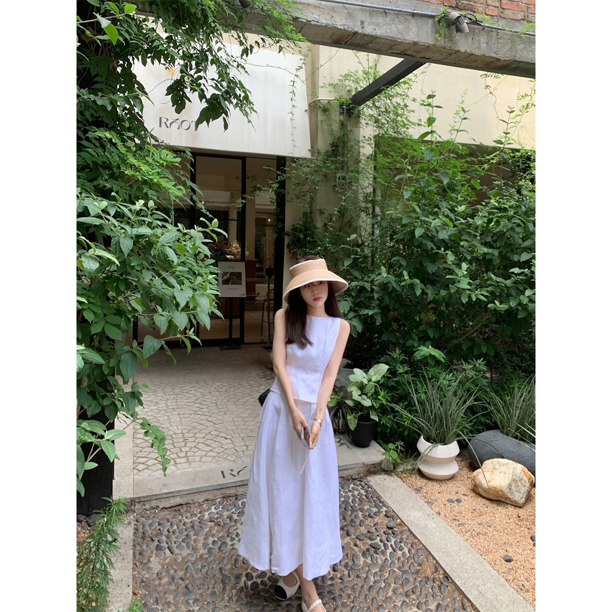 DUCHUNZI欧阳娜娜同款亚麻套装