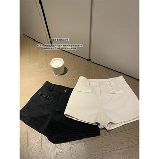 DUCHUNZI   醋酸羊毛 蝴蝶结百搭短裤秋冬款磨毛显瘦高腰裤子女