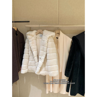 DUCHUNZI  yv*s 仿貂环保草草敲保暖外套横排秋冬新款连帽气质