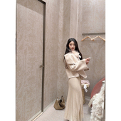 DUCHUNZI 细羊毛百褶垂感裙子女 羊毛重工半裙 冬褶 百搭中长款