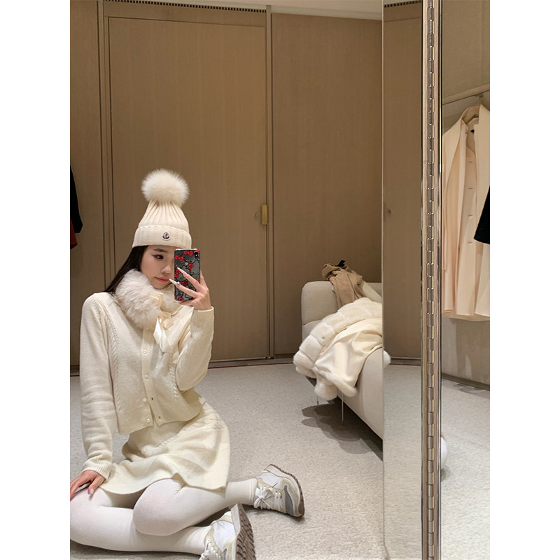 DUCHUNZI  冬绒少女 全羊毛绞花开衫半裙套装复古纯色新年长袖,女装/女士精品,毛针织衫,淘宝优惠券,粉丝福利购,淘宝优惠卷