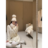 冬绒少女 全羊毛绞花开衫 半裙套装 DUCHUNZI 复古纯色新年长袖