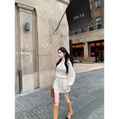 DUCHUNZI 私服定制刺绣气质松紧通勤连衣裙气质百搭长袖 镂空裙子