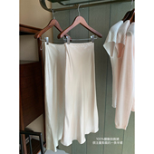 半裙气质松紧腰高级感缎面鱼尾裙中长款 DUCHUNZI 斜裁醋酸高品质