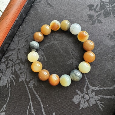 新疆和田玉楼兰三色手串12mm手串手链