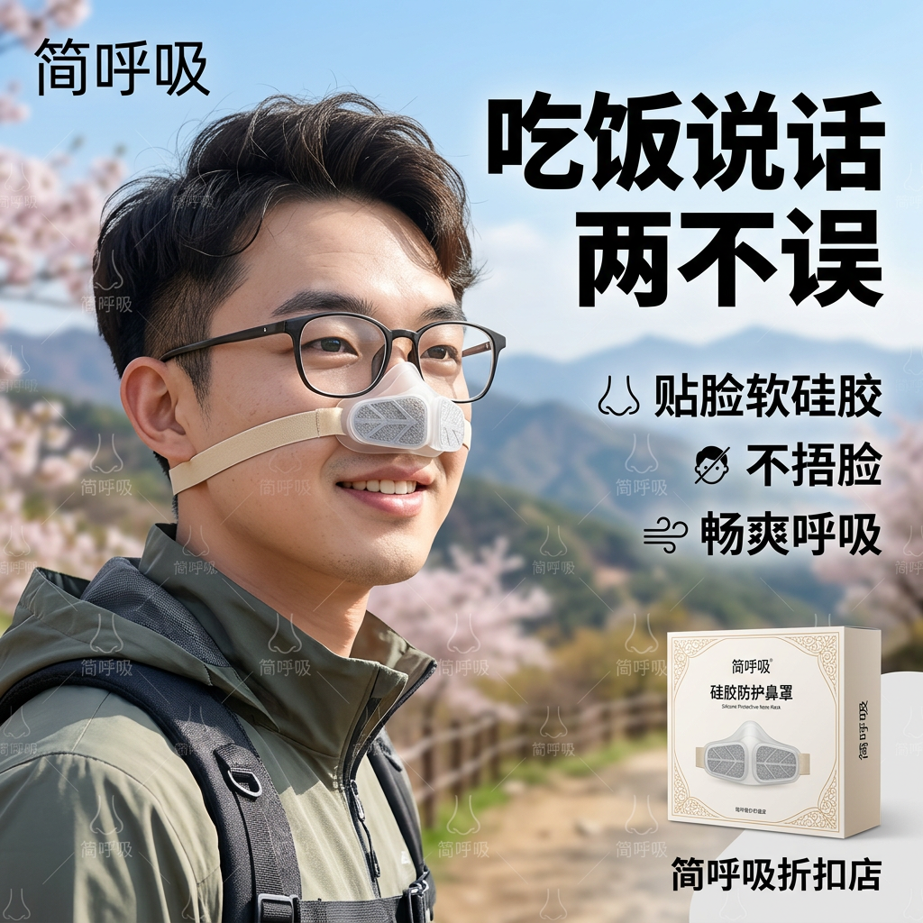 简呼吸防飞沫口罩成人户外双孔透气防油烟可水洗防护面罩鼻子口罩