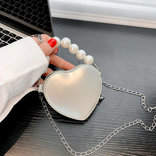 爱心桃迷你小包链条斜挎单肩包百搭仙女气质珍珠手提包小香风潮包