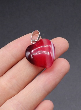 【茜茜珠饰】玛瑙爱心吊坠速卖通亚马逊跨境心形彩色混色 12色