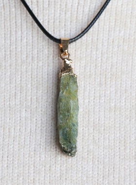 【茜茜珠饰】跨境蓝晶绿晶电镀鎏金吊坠不规则长条项链镀银 四色