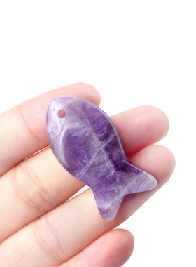 【茜茜珠饰】水晶玛瑙半宝石小鱼吊坠DIY项链挂坠包包钥匙扣 29色