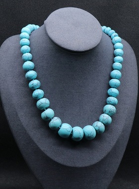 【茜茜珠饰】水晶玛瑙七彩石头项链塔型算盘珠编织项链 18色