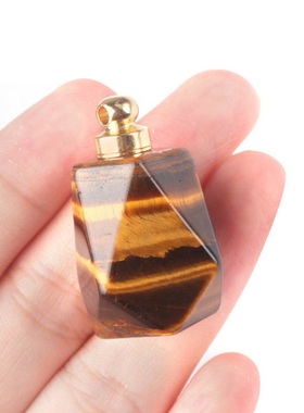 【茜茜珠饰】八角香水瓶天然水晶半宝石吊坠香薰瓶摆件 10色