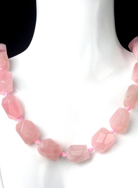 【茜茜珠饰】半宝石不规则随形切面塔形打结项链 12色