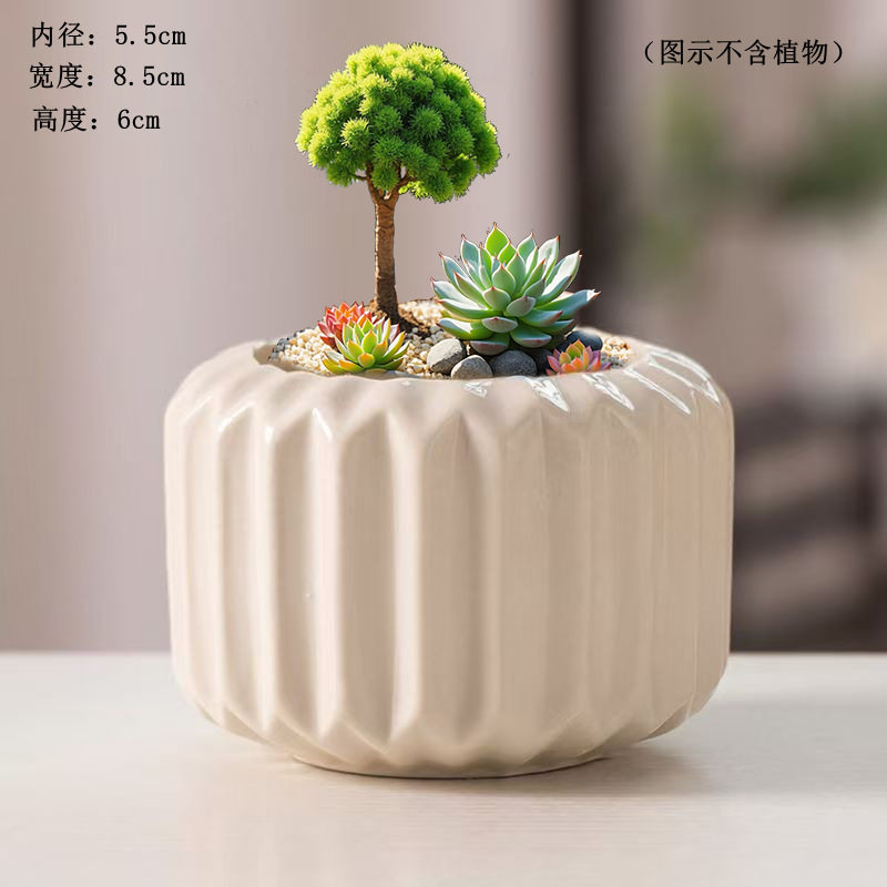 多肉陶瓷手绘窑变花盆迷你摆件多肉装饰拇指盆可爱小口径控型彩绘