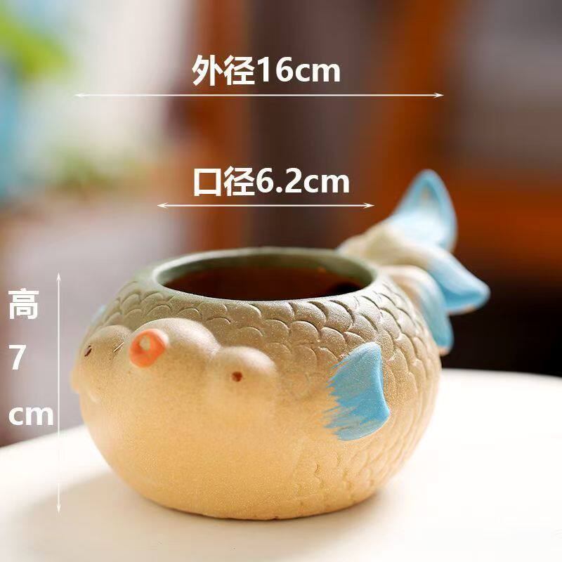 创意可爱鲈鱼花盆个性多肉植物陶瓷盆卡通幼儿园小朋友儿童小盆栽