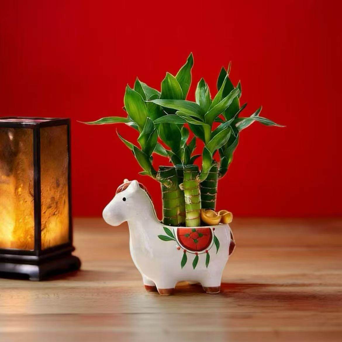 创意网红爆款马到成功陶瓷小福马花盆动物创意办公室客厅桌面招财