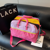 爆款 撞色彩色短途旅行包行李袋大容量高颜值质感手提网红斜挎时尚