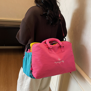彩色短途旅行袋行李包出差收纳运动健身大容量手提斜挎单肩多功能