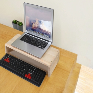 小户型高级感实木电脑增高架定制家用多功能置物架多功能简约收纳