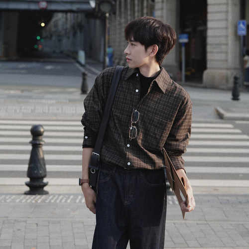 Eli【格林那达】复古垂坠感ins风高级感设计感慵懒松弛感格子衬衫