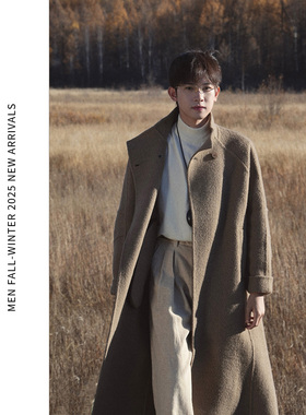 ELI【苏力】可立领羊驼毛混纺中长款高级感双面呢羊绒大衣外套冬