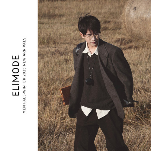 ELI【恩和·晨雾】两用领羊毛混纺休闲西装复古猎装毛呢夹克外套