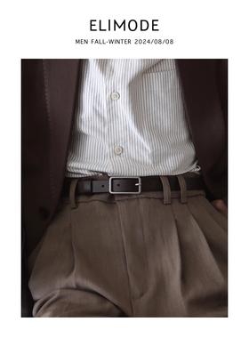 Eli 【莱德拉黑巧 】意大利进口植鞣头层牛皮松弛感真皮腰带