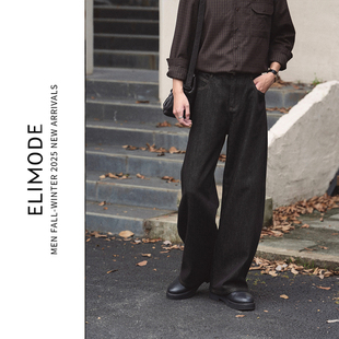 摩登时代 休闲裤 经典 黑色百搭微弯刀设计长裤 秋冬 牛仔裤 ELI