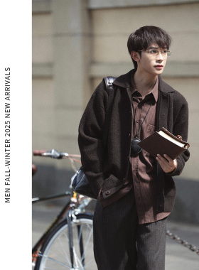 ELI 【俄浦狄斯】高质绵羊毛混纺复古美拉德学院风开衫针织衫毛衣