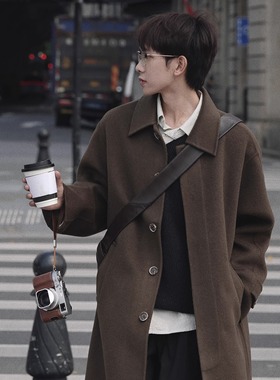 ELI 【北欧小镇】翻领简约巴尔玛肯澳洲美利奴绵羊毛双面尼大衣