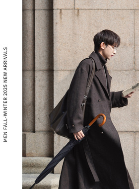 ELI【奥本海默】赫本风羊毛混纺翻领电影感廓形腰带双面呢大衣冬