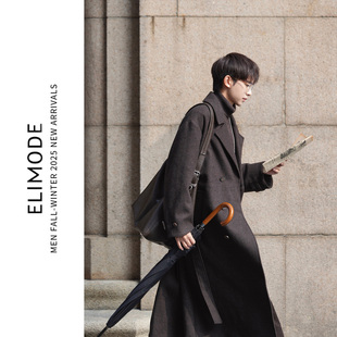 ELI 赫本风羊毛混纺翻领电影感廓形腰带双面呢大衣冬 奥本海默